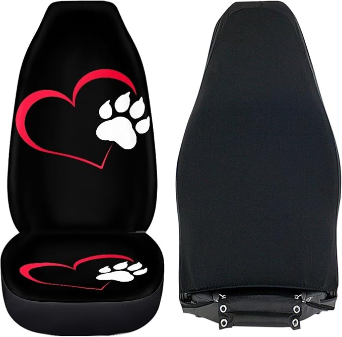 Dog Paw 2 Pcs Car Seat Covers Set Vehicle Front Seat Protector Auto Interior Accessories Protetors Car Mat Covers Universal fit Most Car SUV Van Truck - Image 4