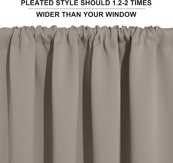 RYB HOME Blackout Curtains for Bedroom Living Room Nursery 72 inches Long | Room Darkening, Thermal Insulated, Privacy Protection, Rod Pocket, Drapes for Office Home Theater, W42 x L72, Sand, 2 Panels - Image 5