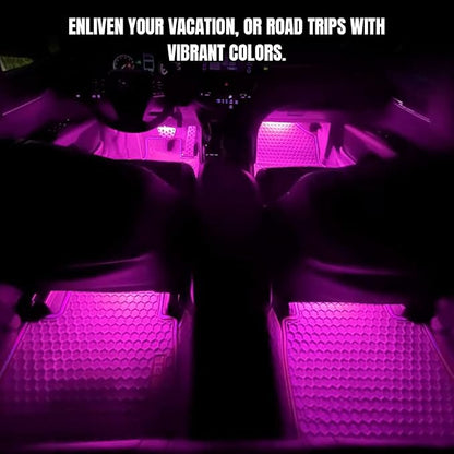 Car LED Strip Light, Interior Car Lights, 12V 24 LED Auto Atmosphere Lamps with Cigarette Lighter, Auto Lamp Ambient Night Light Strip Lighting Kit for Vehicles (USB/Pink Purple) - Image 3