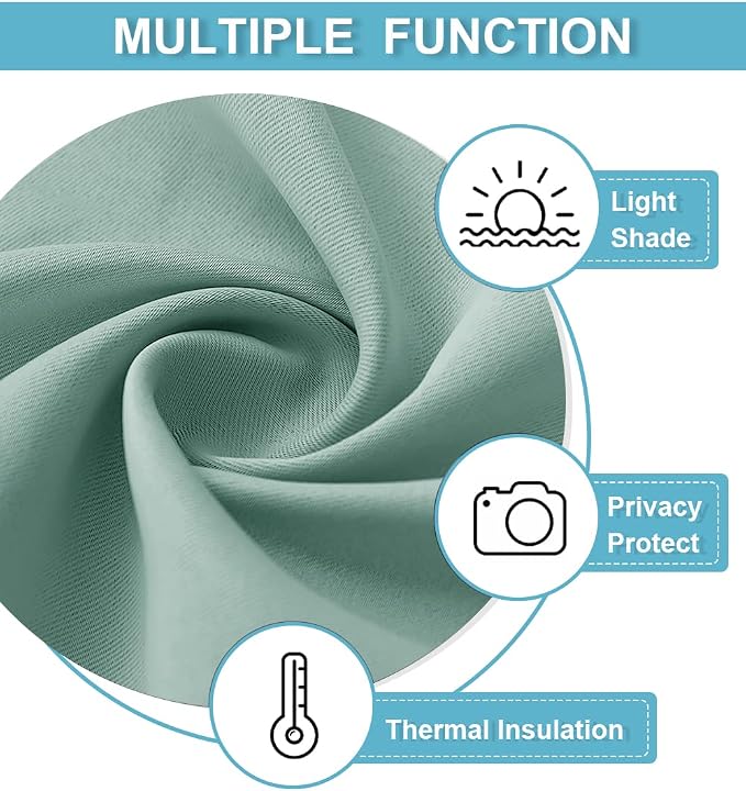 RYB HOME 54 inch Blackout Curtains for Living Room Bedroom, Rod Pocket | Thermal Insulated, Room Darkening, Temperature Balance, Shades for Studio Dorm Rental Room, W42 x L54, Aqua, 2 Panels - Image 6