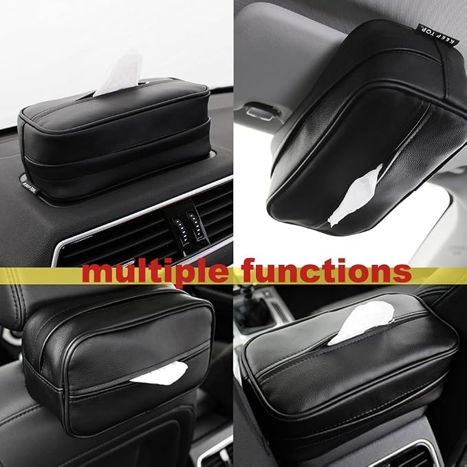 Car Tissue Holder, Travel Napkin Dispenser - PU Leather Fits Most Cars, SUVs, Trucks, and Vans - Image 7
