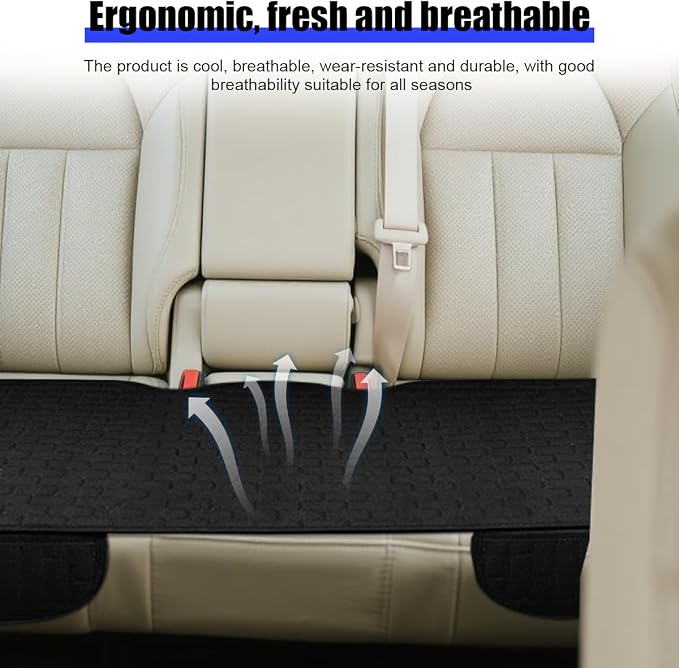 Osilly Car Back Seat Cover, Anti-Slip Long Vehicle Rear Bench Protectors with Storage Pocket, Breathable Comfortable Auto Interior Seating Bottom Protection Accessories, Universal Fit (Black) - Image 4