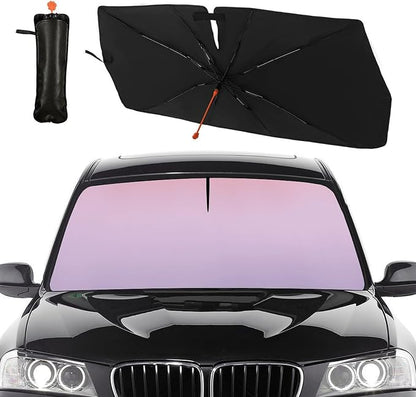 Colorful Car Windshield Sunshade Umbrella Sun Shade Umbrella for Car Foldable Windshield Umbrella Block UV Rays Heat Keep Vehicle Cool for Cars SUV 57"x30" - Image 2