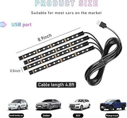 Ohleats Car LED Strip Light, 48 LED RGB Auto Interior Atmosphere Lights, Cigarette Lighter Under Dash Ambient Night Light, Interior Lamp Lighting Kit (Blue, USB) - Image 2