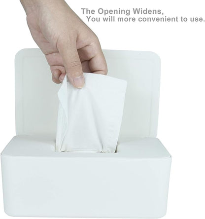 Diaper Wipes Dispenser, Tissue Storage Box Case (White) | Wet Wipe Dispenser Holder with Lid for Home, Office, Cars - Image 4
