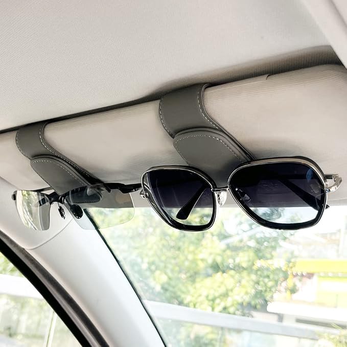 Sunglass Holder for Car, Magnetic Leather Eyeglass Hanger Clip for Car Sun Visor, Sunglasses Holder and Ticket Card Clip for Car Visor Accessories (1Pack Gray) - Image 6