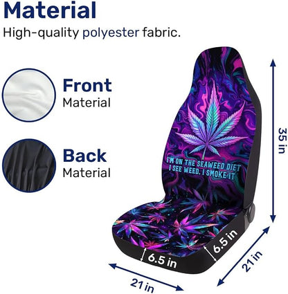 GENANY Colorful Botanical Leaf Car Seat Covers, 2-Piece Front Seat Set | 2-piece polyester front seat cover set, each 49.5 x 19.6 inches, with adjustable straps and hooks - Image 4