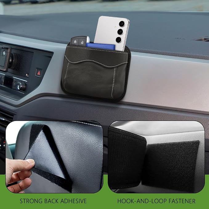 Car Seat Side Pocket Organizer, PU Leather Car Seat Gap Filler Bag, Car Seat Pocket Storage Bag for Phone, Keys, Sunglass, Wallet, Car Organizer Accessories for Seat, Door, Window (Black) - Image 5