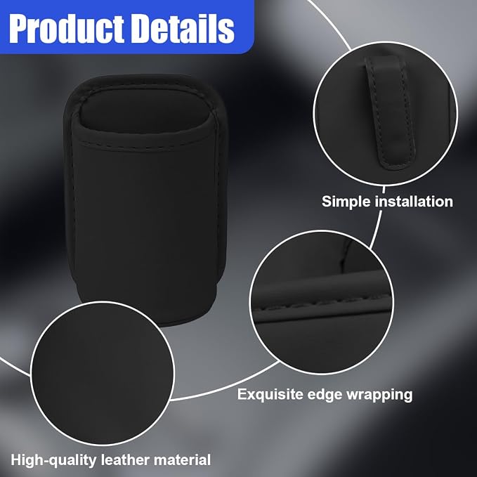 Leather Car Cup Holder, Hanging Automotive Back Seat Bottle Holders, Scratch-Resistant Vehicle Door Drink Holder, Clip-On Auto Organizer Accessories for Soda Cans, Coffee (Black/2PCS) - Image 3