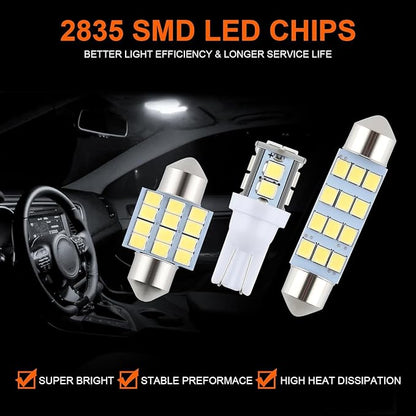 iFunyLED 24 Pieces Dome Light LED Car Interior Bulb Kit Set 194 T10 DE3175 578 31mm 42mm Bulbs Interior Replacement Lights for Car Map License Plate Door Side Marker Cornering Trunk Light - Cool White - Image 5