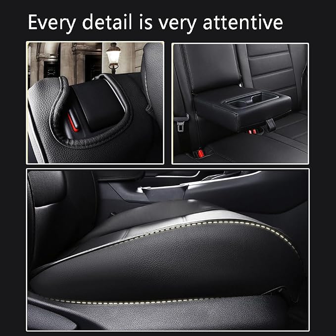 CocheFamilia Custom Fit Corolla Car Seat Covers for Select 2023 2024 Toyota Corolla L LE - Full Set,Leather (Black) - Image 5