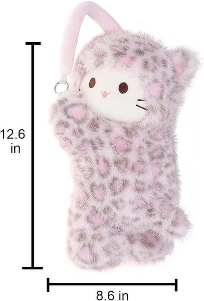 Tissue Box Cover Plush Tissue Box Holder for Car, Home, Decorative Holder/Organizer for Bathroom Vanity Countertop, Nightstands, Office Desk-Pink Leopard Cat - Image 4