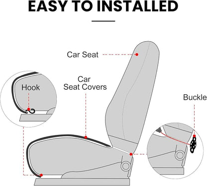 surpassme Comfortable Car Seat Covers Universal Front Seat Covers for Car Accessories with Storage Pockets, Padded Car Interior Covers for Automotive, SUV, Truck, and Van(Khaki) - Image 5