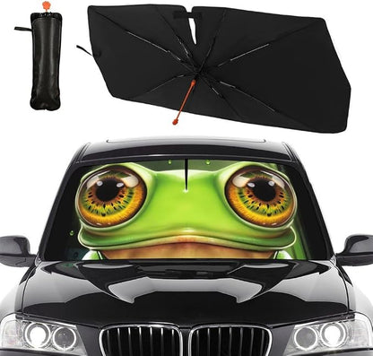 Frog Eye Car Windshield Sun Shade Umbrella Automotive Windshield Sunshade Foldable Front Car Accessories Interior Decor to Keep Vehicle Cool for Most Vehicles 57'' X 30'' by Socira