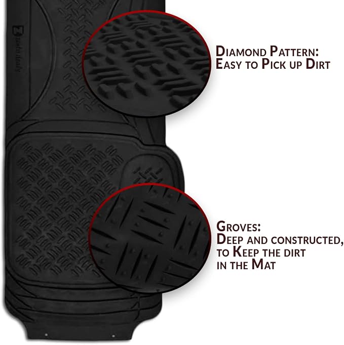 Zento Deals Car Floor Mat -Heavy Duty Weather Protection Mats (Black - 1pcs Car Diamond Floor Mat) - Image 3