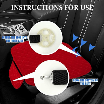 Leather Front Car Seat Cover, Anti-Slip Car Seat Bottom Covers, Full Wrapped Bottom Seat Protectors with Storage Pocket, Universal Comfortable Seat Cushion Fit Vehicles SUVs Trucks (K2-Red) - Image 4
