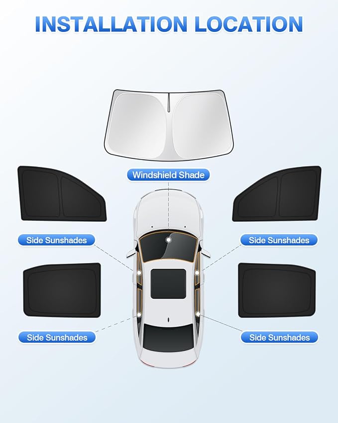 Canvcle Sunshades for GMC Sierra/Chevy Silverado 1500 2500 3500 Crew Cab 2019-2025 2026 Accessories Windshield Sun Shade Side Rear Window Shade Cover Sun Shield Privacy Camping Keep Car Cool 5PCS - Image 5