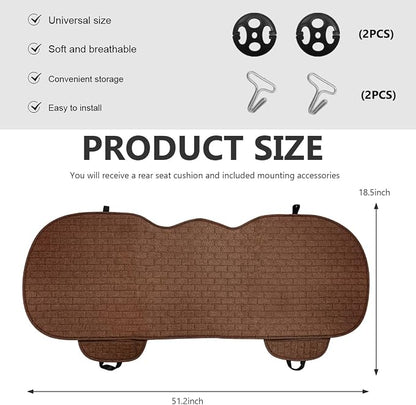 Car Seat Cover for Rear Seats, Comfortable Linen Seats Cushion Pad Mat with Storage Pockets, Anti-Slip Breathable Bottom Long Rear Seat Cover Protector for SUV Truck Van (Coffee) - Image 2