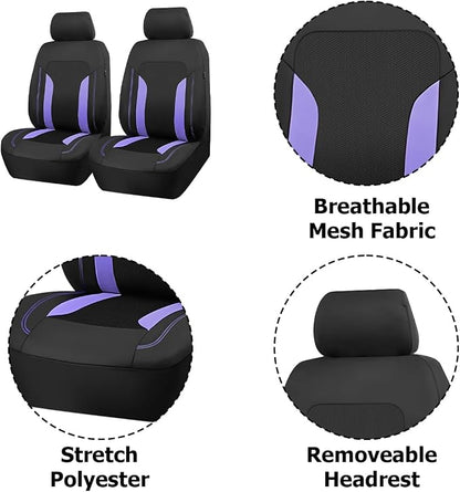 Bittwee Car Front Seat Covers, Breathable Automotive Front Seat Headrest Covers, Waterproof Comfortable Vehicle Seat Headrest Protection Accessories, Universal for RV, SUV, Truck - Image 2
