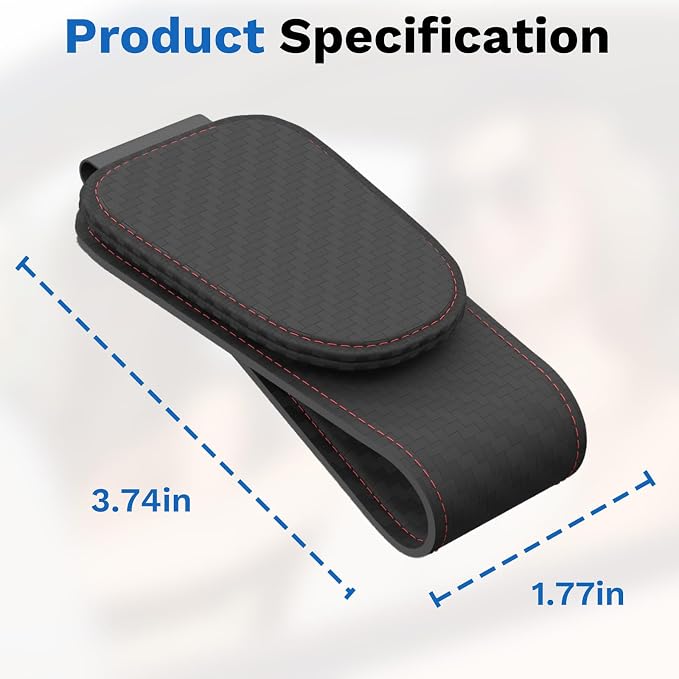 BFXM Car Sunglass Holder, Magnetic Leather Sunglass Holder | Eyeglass Hanger Clip for Car Sun Visor, Car Sun Visor Ticket and Card Clip - Image 3