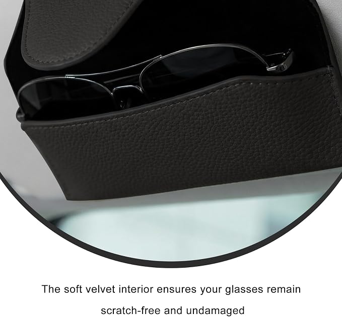 Sunglass Holder for Car Visor, Magnetic Auto Sun Visor Eyeglass Organizer with Dual Back Clips, Leather Glasses Protective Storage Case Universal for Most Vehicles Visors (Black) - Image 6