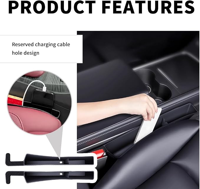 2PCS New Car Seat Gap Filler with 2 Storage Areas,Stylish Car Seat Gap Storage for Stabilizing Phone,Keys Wallet,Universal Car Seat Gap Filler Organizer (Carbon Pink) - Image 4