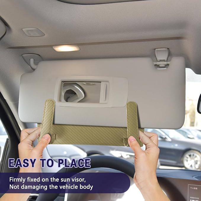 Car Visor Tissue Holder, Tissue Box Holder for Car, Leather Auto Sun Visor Napkin Case Mask Dispenser, Automotive Accessories Rectangular Hanging Auto Napkin Box Fit for Most Vehicles (Beige) - Image 6
