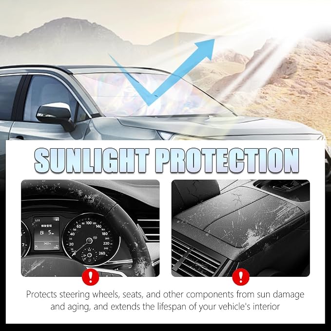 55.1×31.5 Inch Foldable Car Windshield Sun Shade Umbrella,Portable Car Sun Shade Windshield Umbrella for Blocking Sunlight & Heat,Universal Suns Shades for Cars Windshields - Image 7