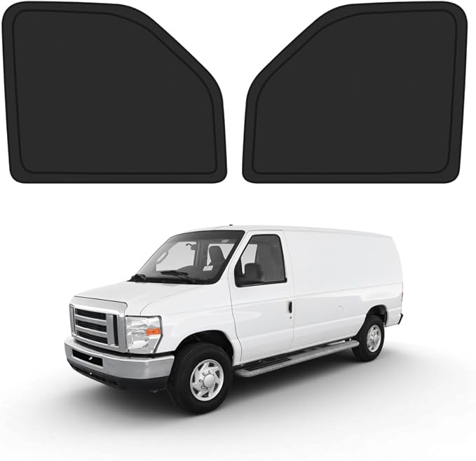 Canvcle Window Shades for 1992-2025 2026 Ford Econoline E-Series Van & Motorhome E-150 E-250 E-350 E-450 Accessories Sun Shade Side Window Covers Sun Shield Privacy Protection for Camping Black 2PCS by Canvcle