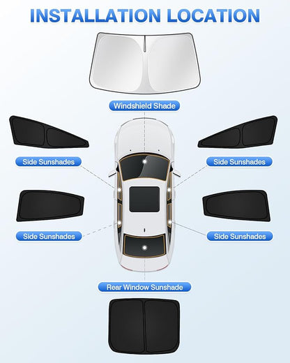 Canvcle Sunshades for Toyota Prius 2023-2025 2026 Accessories Windshield Sun Shade Side Rear Window Shade Cover Sun Visor Shield Privacy Protection Keep Vehicle Cool Black 6PCS - Image 5