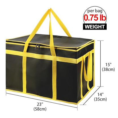 Bodaon Insulated Food Delivery Bag, XXXL Grocery Bags, Black-Yellow, 1Pk | Pizza Delivery Bags for Hot and Cold Food, Commercial, Large Capacity Reusable Warming Bag, Catering Cooler Bag for Rideshare - Image 2