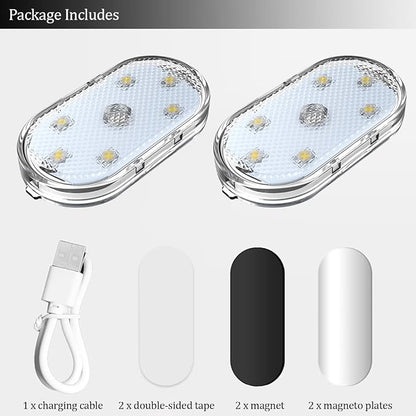 2 PCS Car Led Lights Interior,7 Colors Ambient Lighting Car Interior,USB Rechargeable Car Interior Reading Light,Portable Led Lights for Car - Image 5