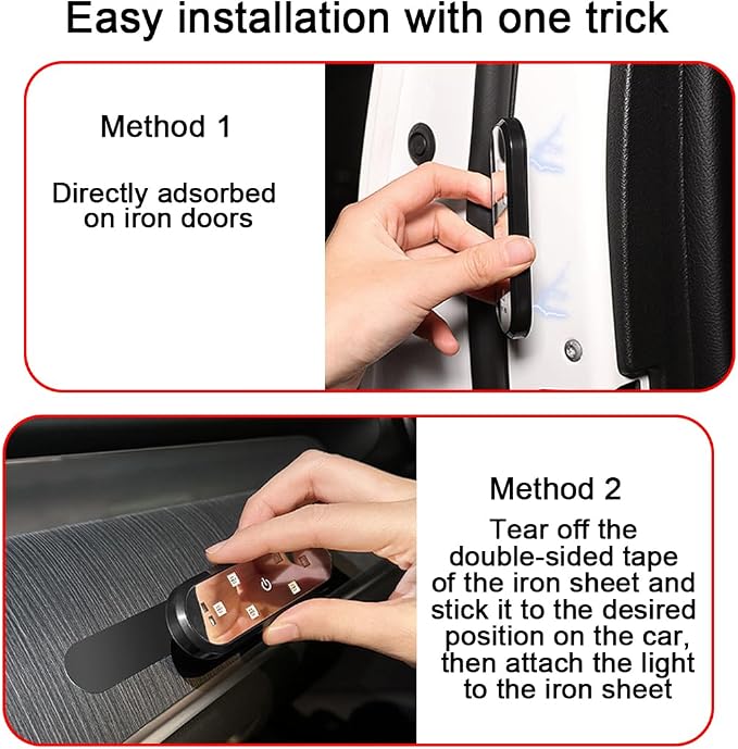 2PCS Car Door LED Lights Projector, 7 Colors Magnetic Vehicle Wireless Sill Courtesy Warning Lamp, USB Rechargeable Auto Interior Ambient Sensing Welcome Lights, Universal Fit - Image 5