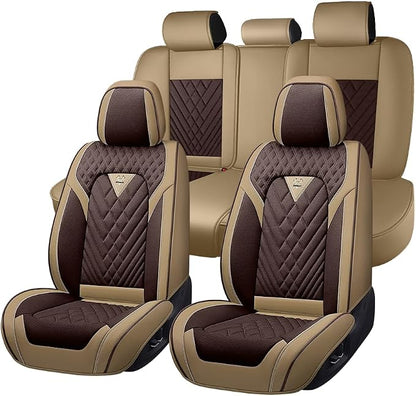 Fit for Toyota GR86 Seat Covers 2022-2026,Premium Leather, 360° Full Protection, Thick Padding & Memory Foam, Waterproof & Stain-Resistant Car Seat Cover Full Set (5 Seat,Brown&Beige) by Unknown