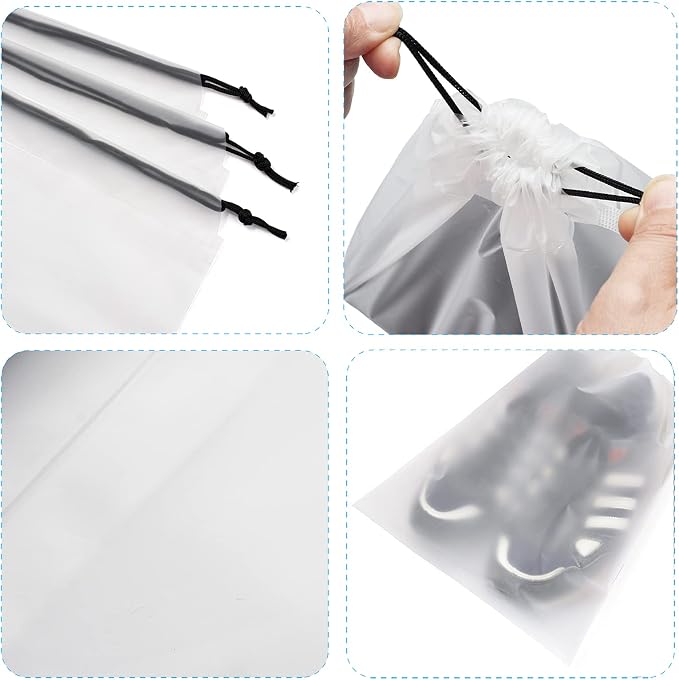 Vorspack 13 Pack Transparent Shoe Bags for Travel, 15.7 x 11.8 inches | Clear Drawstring Shoe Pouches, Portable Shoe Organizer, Travel Essentials for Men Women - Image 3
