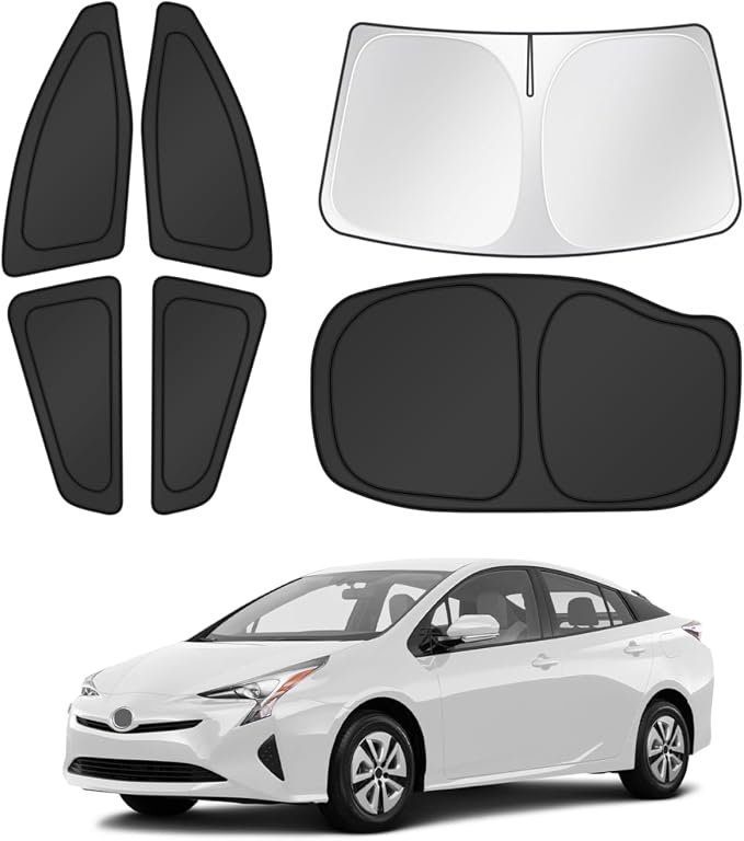 Canvcle Window Shades for 2016-2022 Toyota Prius Hatchback Accessories Windshield Sun Shade Side Rear Window Cover Sunshade Sun Visor Shield Privacy Protection for Camping Keep Vehicle Cool Black 6PCS by Canvcle