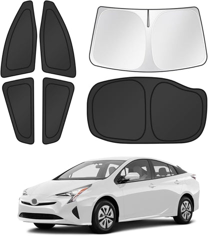 Canvcle Window Shades for 2016-2022 Toyota Prius Hatchback Accessories Windshield Sun Shade Side Rear Window Cover Sunshade Sun Visor Shield Privacy Protection for Camping Keep Vehicle Cool Black 6PCS by Canvcle