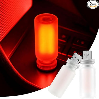 iFunyLED Car Interior USB LED Night Light, Portable Touch dimmable Car Ambient Lighting Kit, Retro Mini Frosted Glass Bottle Lamp Decorations for Vehicle Camping Bedroom Hallway, Pack of 2(Red) by iFunyLED