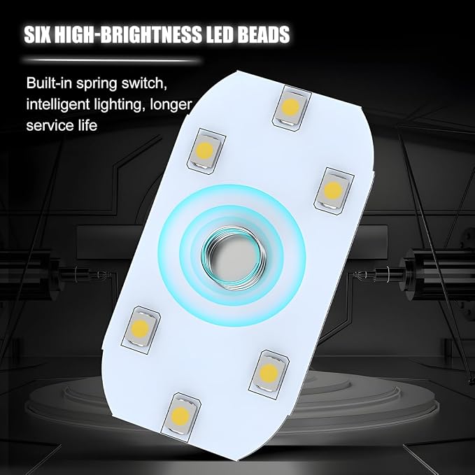 4PCS Car Interior Wireless Led Lights, 6 Bright LED Lamp Beads Magnetic Vehicle Ambient Light, Portable Touch USB Rechargeable Automotive Night Lighting Accessories, Universal Fit (Blue) - Image 3