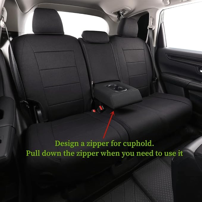 CRV Seat Covers Custom Fit for 2017-2021 2022 Honda CRV LX, EX, SE, EX-L,Touring,Hybrid,Full Coverage Polyester Car Seat Protector(Full Set,Black) - Image 6