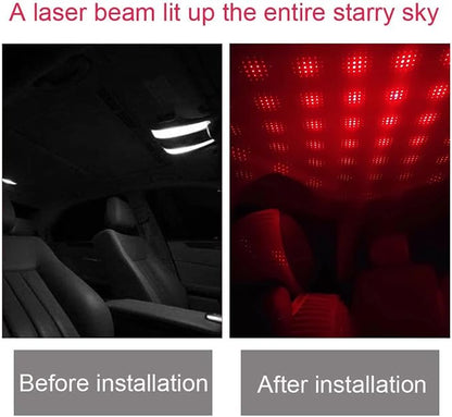 USB Star Projector Night Light, Portable Interior Car Roof LED Light, Red | Plug-in USB, Adjustable Romantic Star Lamp Projector Decorations for Car, Ceiling, Bedroom - Image 3