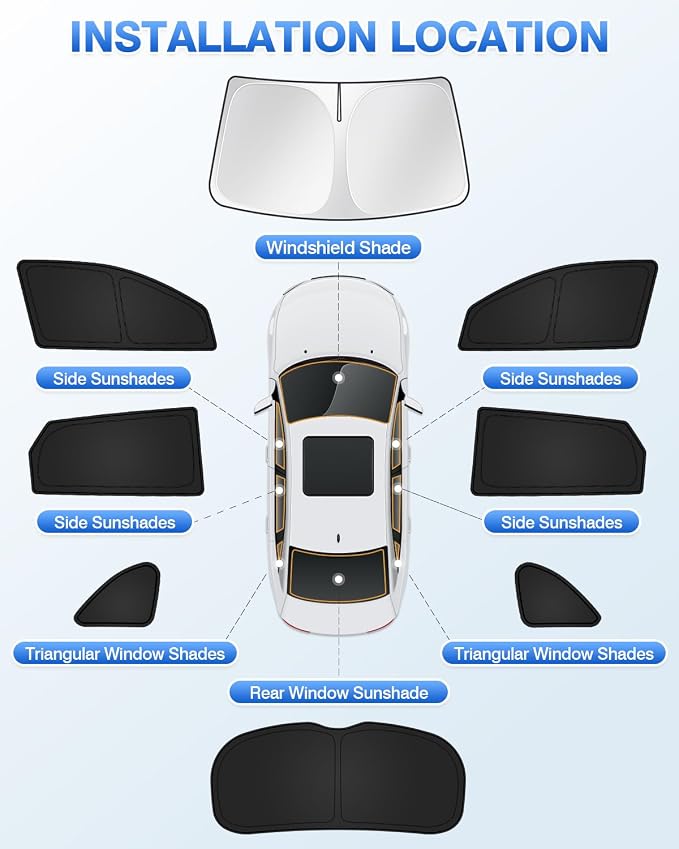 Canvcle Sunshades for Hyundai Tucson 2016-2021 Accessories Windshield Sun Shade Side Rear Window Shade Cover Sun Visor Shield Privacy Protection Keep Vehicle Cool Black 8PCS - Image 5