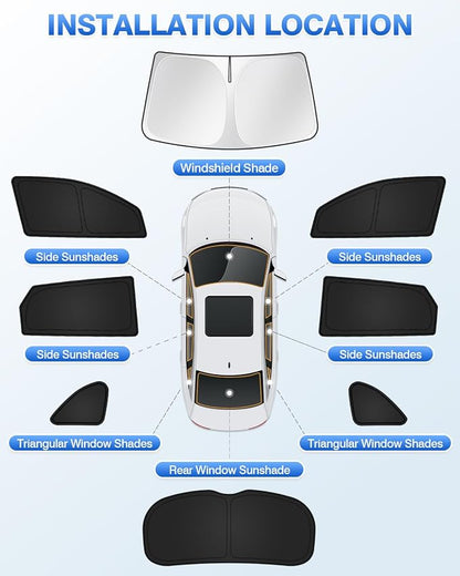 Canvcle Sunshades for Hyundai Tucson 2016-2021 Accessories Windshield Sun Shade Side Rear Window Shade Cover Sun Visor Shield Privacy Protection Keep Vehicle Cool Black 8PCS - Image 5
