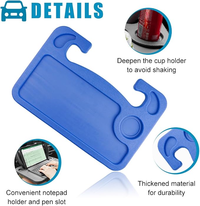 Car Steering Wheel Desk, Multifunctional Auto Seat Stand Trays for Eating and Working, Double Sided Design Steering Wheel Table Desk for Laptop, Food, Car Accessories (Blue) - Image 3