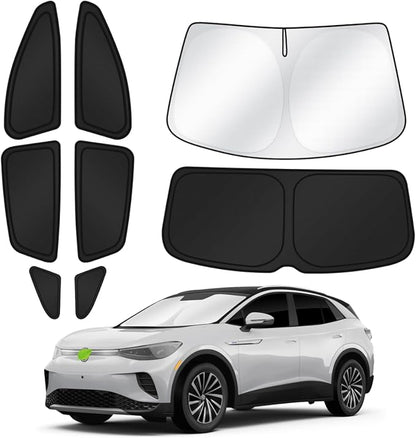 Canvcle Window Shades for 2021-2026 Volkswagen/VW ID.4 ID4 Accessories Windshield Sun Shade Side Rear Window Covers Sunshade Sun Visor Shield Privacy Protection for Camping Keep Car Cool Black 8PCS by Canvcle