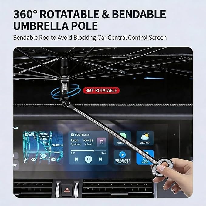 Windshield Sun Shade Umbrella,Car Windshield Umbrella Sun Shade,Fits Various Front Windshields,57"x32" - Image 9
