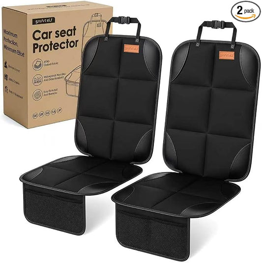 SMART ELF 2 Pack in Gift Box Car Seat Protector (Black) | Thickest Padding and Non-Slip Backing Mesh Pockets for Baby and Pet, Sedan SUV Truck by SMARTELF