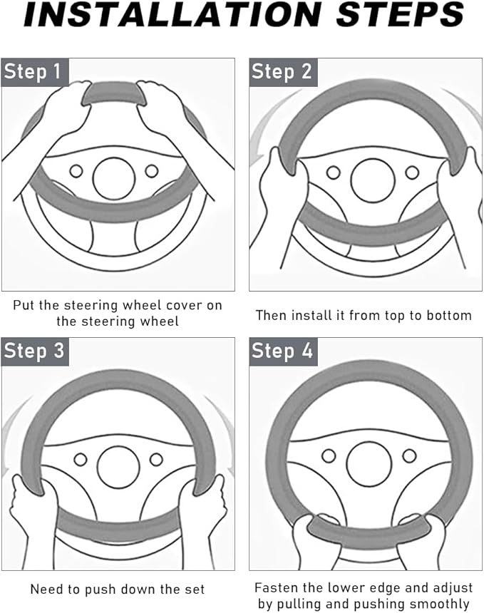 DXNQ Car Steering Wheel Cover, 15 Inch Carbon Fiber Leather Stitching Color Steering Wheel Protector, Anti-Slip Elastic Breathable Steering Wheel Cover Stylish Decor for Most Cars (Black&Purple) - Image 5