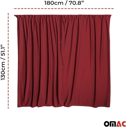 OMAC 54" x 71" Cab Divider Van Cabin Curtain Campervan Kit Red - Image 3