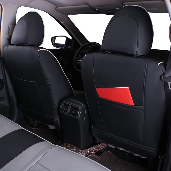 EKR Car Rogue Seat Covers 2021-2026(Not for PHEV),Leatherette Full Set | Custom Fit for Nissan Rogue(Not for PHEV)2021 2022 2023 2024 2025 2026,Faux Leather(Black/Gray) - Image 3